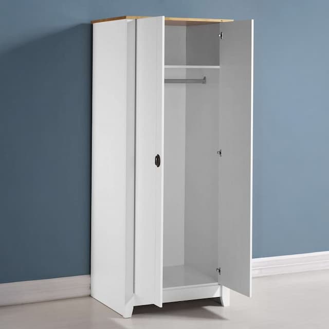 2 Door Wardrobe White And Oak Lacquer