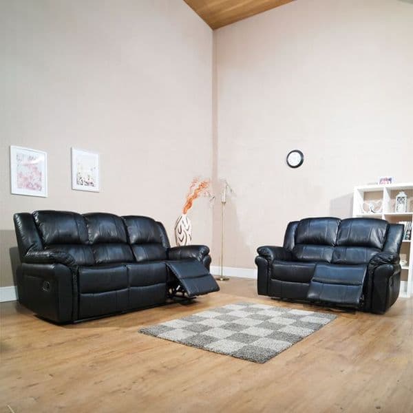 MANUAL RECLINER SOFA SET BLACK