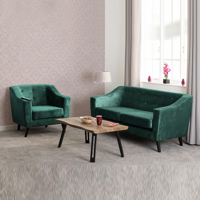 Ascot Green 3 Seater Velvet Fabric Sofa