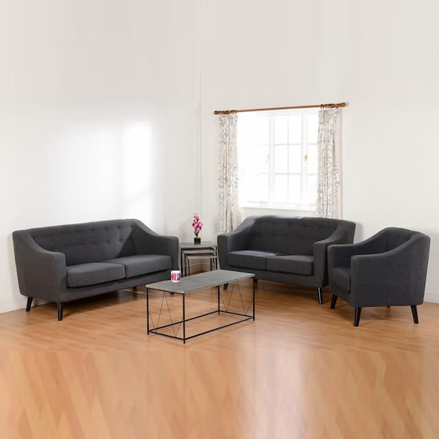 Ascot Dark Grey 3 Seater Velvet Fabric Sofa