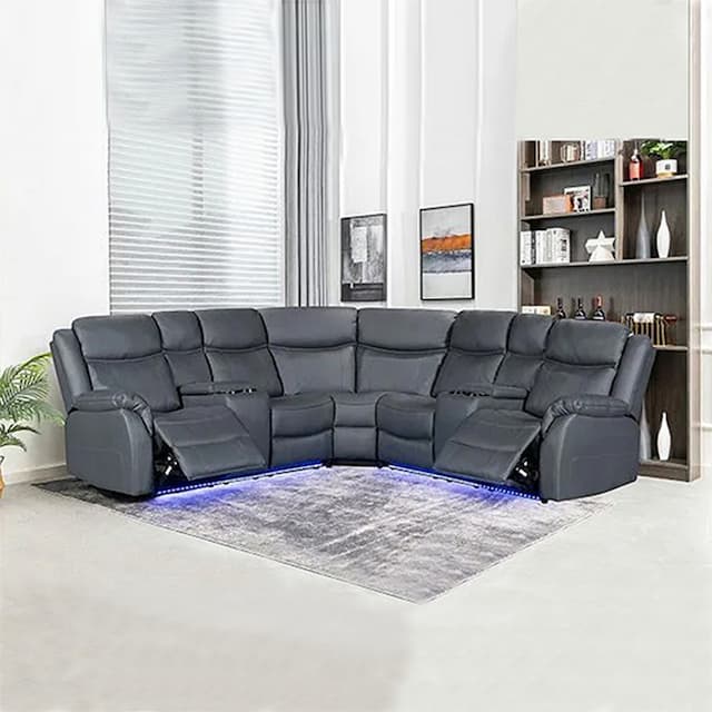 Elasi Recliner Sofa Grey With Led Lights