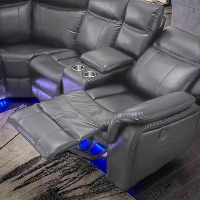 Elasi Recliner Sofa Grey With Led Lights