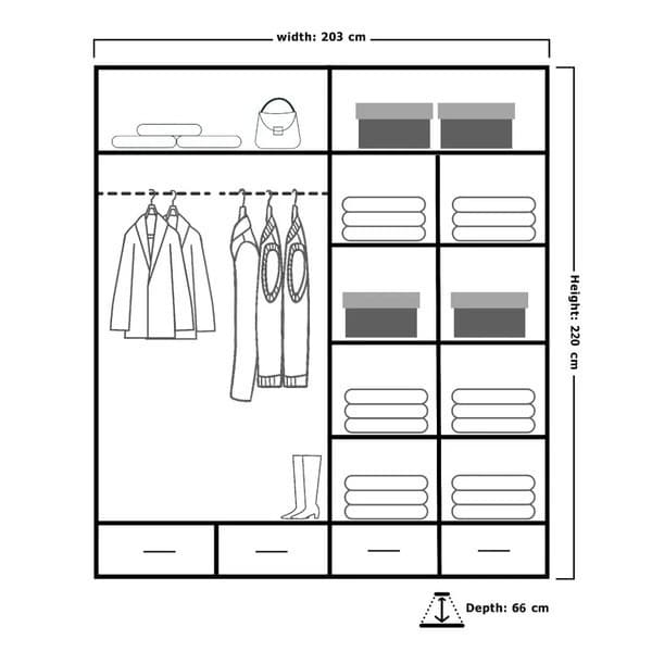 Sydney II High Gloss Wardrobe White & Gold 203cm