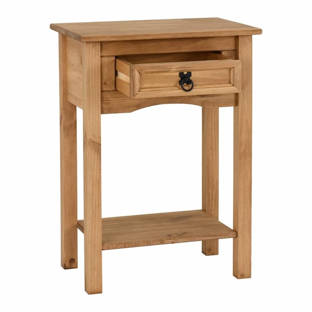 1 Drawer Console Table With Shelf Distressed Waxed Pine