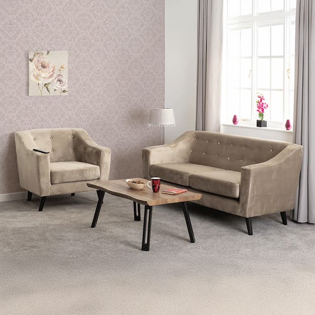 Ascot Cream 1 Seater Velvet Fabric Sofa