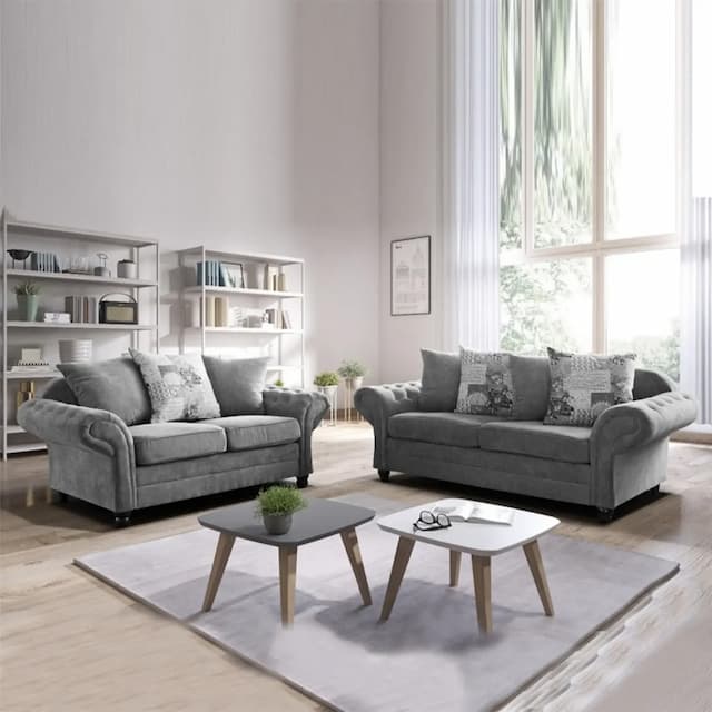 Atlin Grey 3 Plus 2 Seater Sofa Set