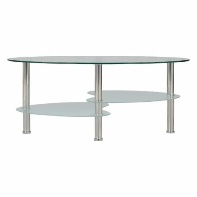 Coffee Table Clear Glass, Frosted Glass & Silver