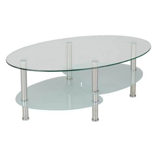 Coffee Table Clear Glass, Frosted Glass & Silver