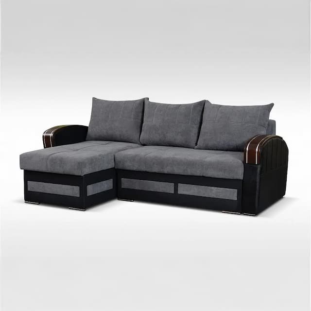 Esira Grey L Shape Sofa Bed