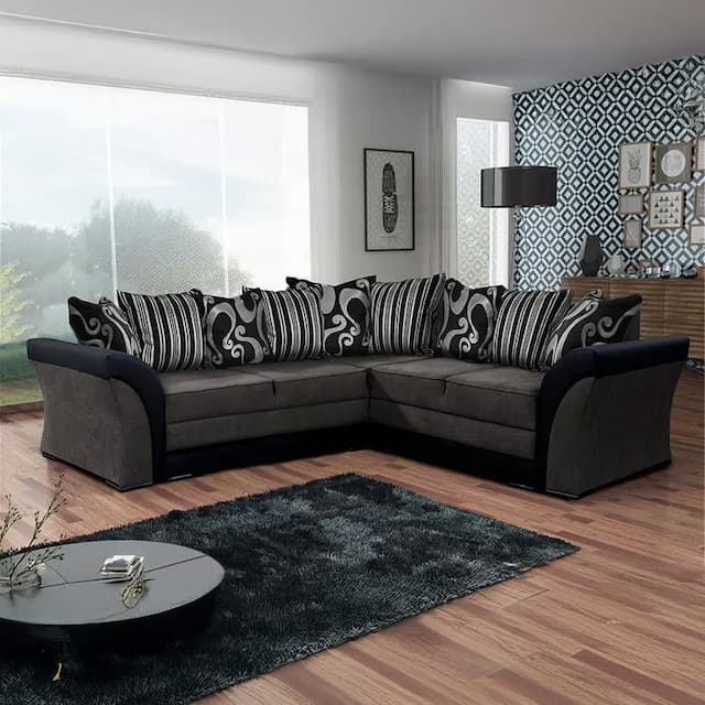 Geilo Black and Grey Corner Sofa Bed