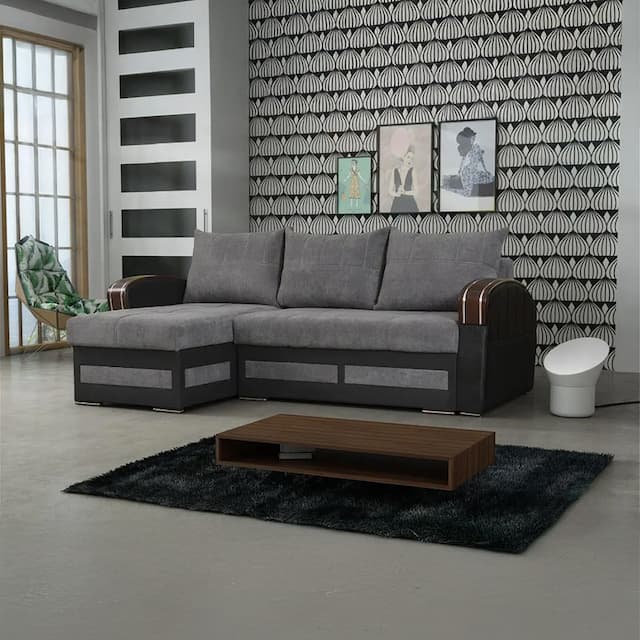 Esira Grey L Shape Sofa Bed