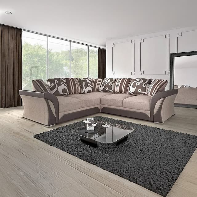Huslia Corner Sofa Brown/Beige