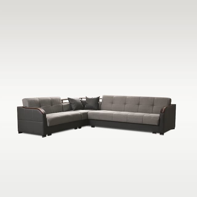 Larvik Grey And Brown Corner Sofa Bed