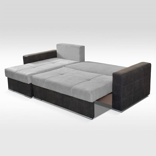 Parma Grey L Shaped Corner Sofa Bed