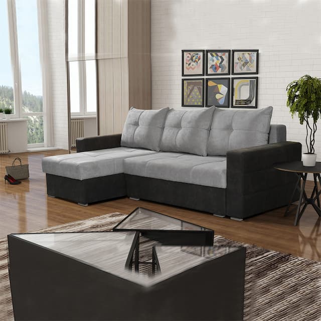 Parma Grey L Shaped Corner Sofa Bed
