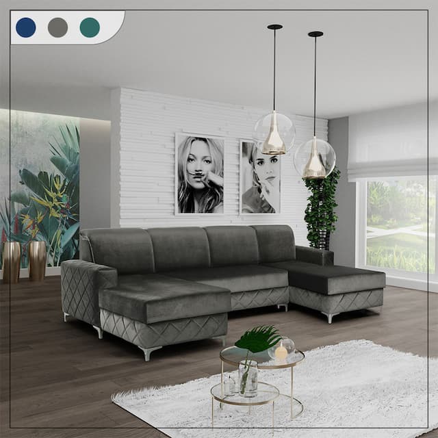 Isoka Grey Corner Sofa Bed 