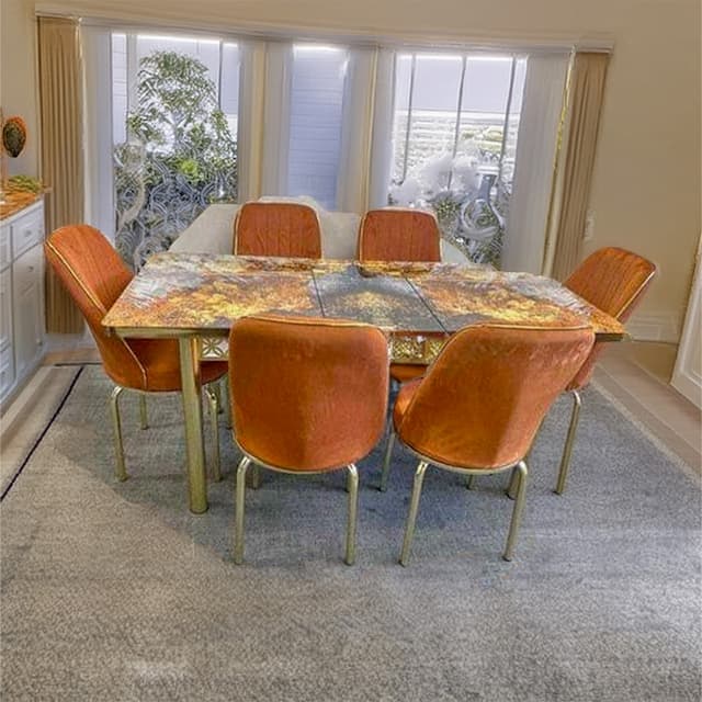 Moscow Orange and Gold Table with Chairs