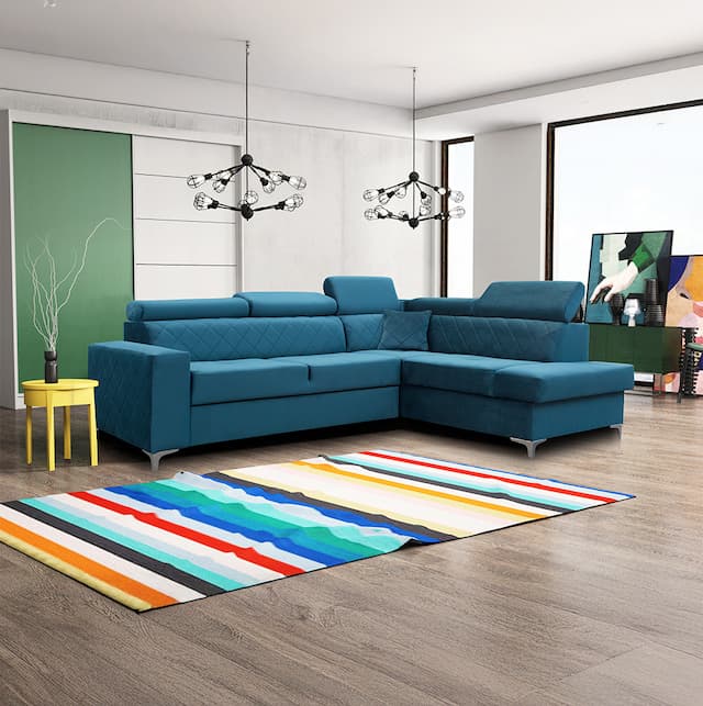 Garza Blue Corner Sofa Bed