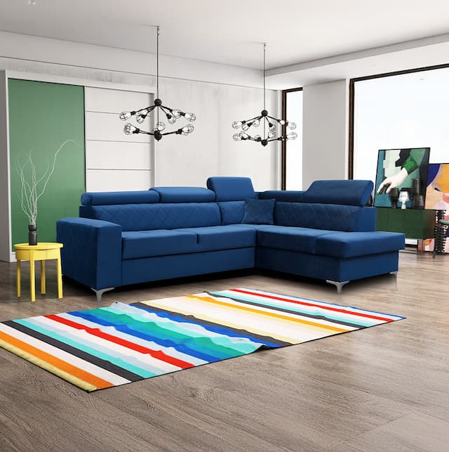 Garza Blue Corner Sofa Bed