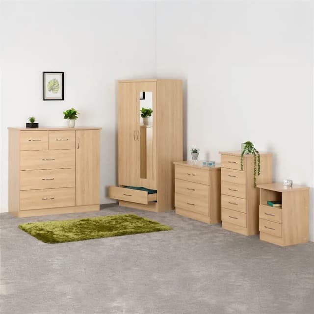 Eton 6 Door Sonoma Oak Effect MDF 3D Effect Hinged Wardrobe