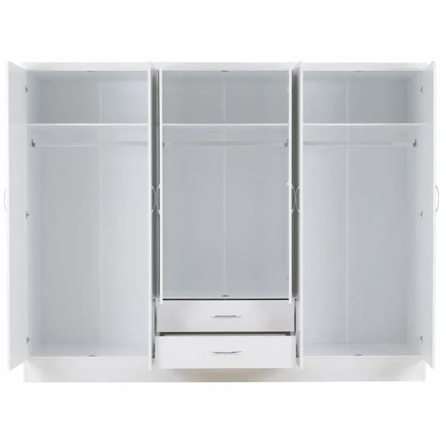 Eton 6 Door White Gloss MDF 3D Effect Hinged Wardrobe
