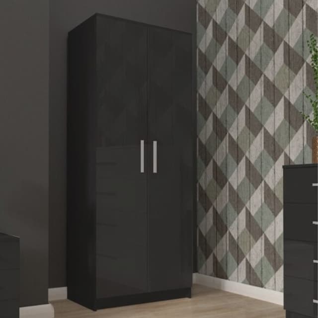 Bobby 2 Door Hinged Wardrobe Black