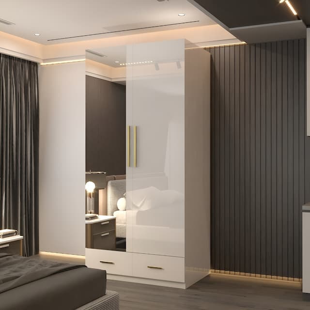 High Gloss 2 Door And 2 Drawer Wardrobe