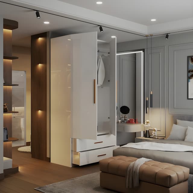 High Gloss 2 Door Wardrobe 