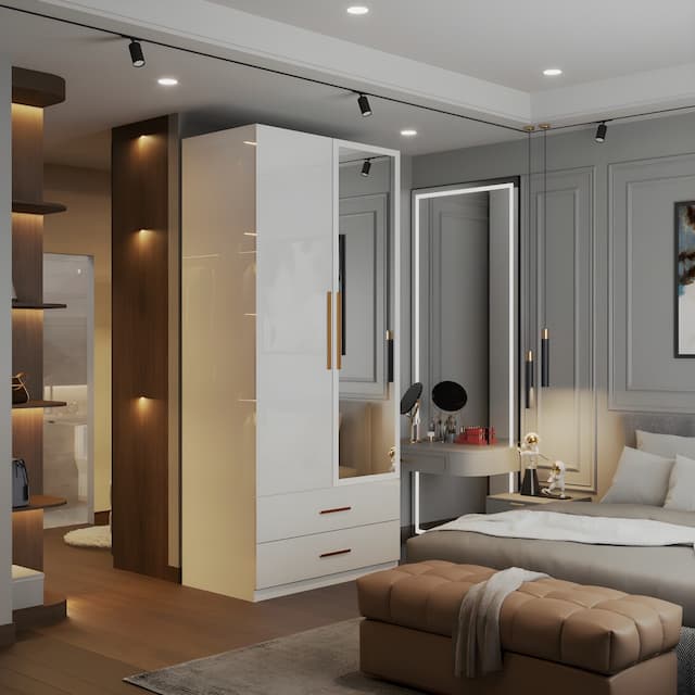 High Gloss 2 Door Wardrobe 