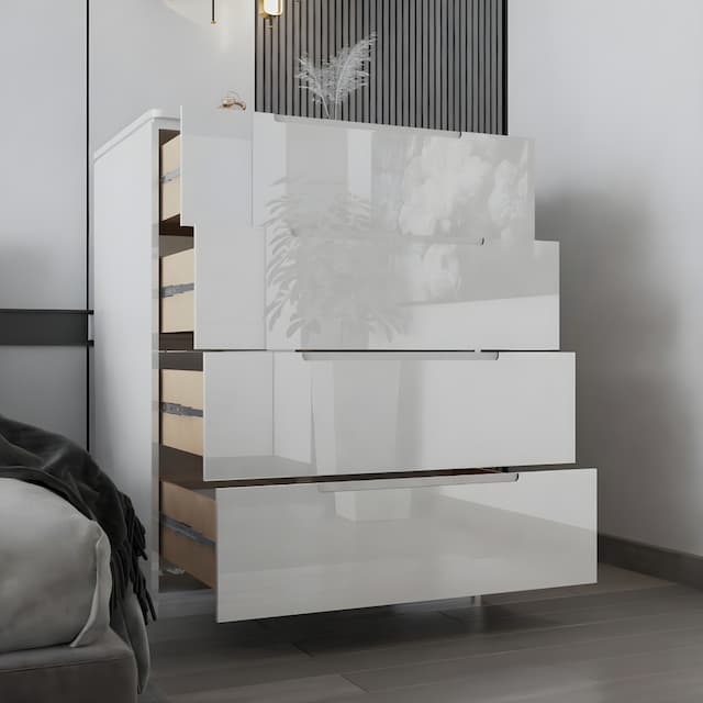 4 Door High Gloss Chest Drawers 