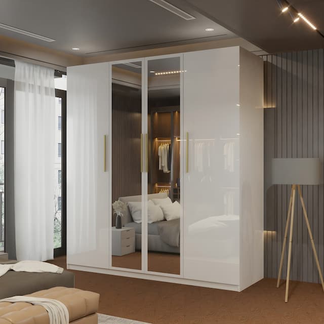4 Door High Gloss Wardrobe 