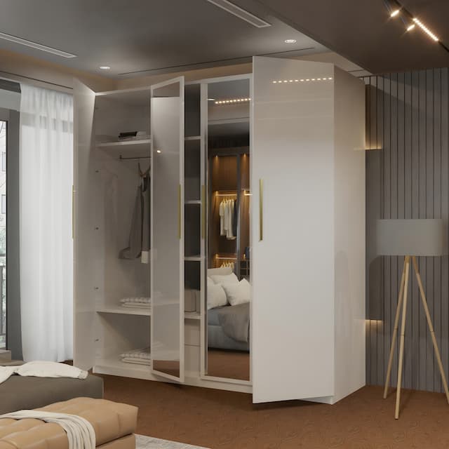 4 Door High Gloss Wardrobe 