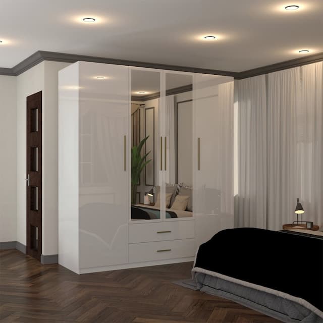 High Gloss 4 Door And 2 Drawers Wardrobe 