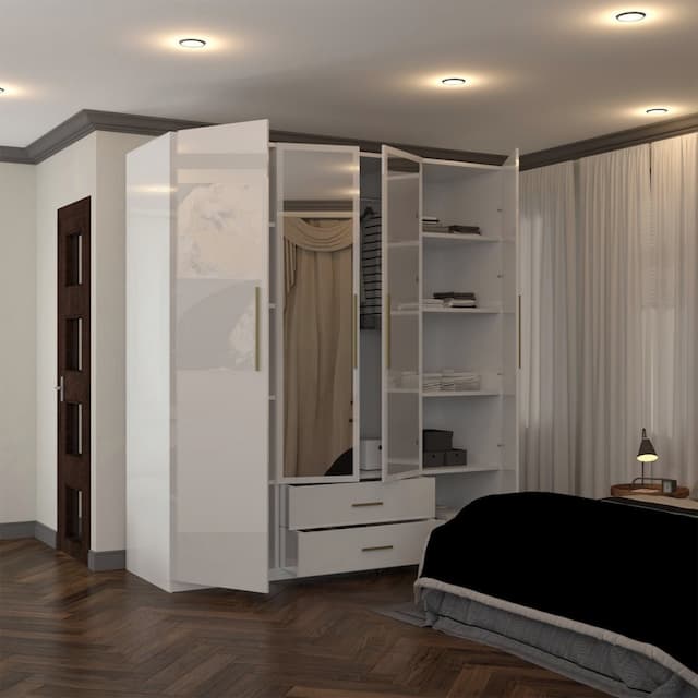 High Gloss 4 Door And 2 Drawers Wardrobe 