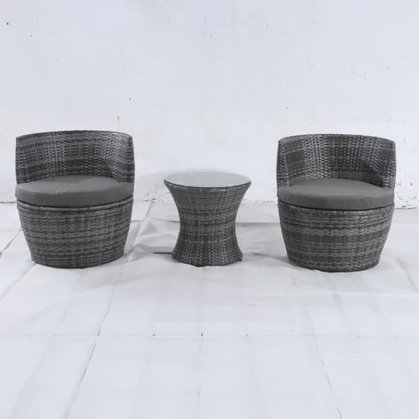 Grey 3 Piece rattan chairs Set
