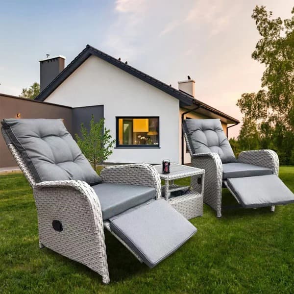 Berlin Rattan Recliner with Ice Bucket Grey