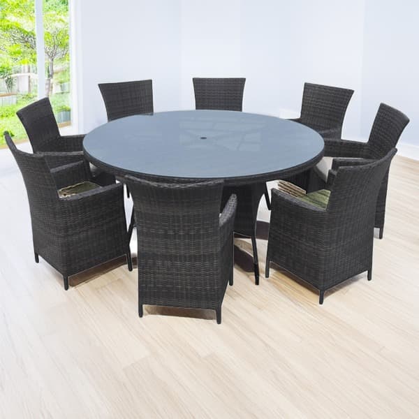 The Westbury 8 Seater Set With Round Table Brown